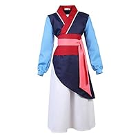 Famajia Girls Heroine Hua Mulan Costume Dress up Deluxe Halloween Cosplay Outfit Fancy Dress Navy Large