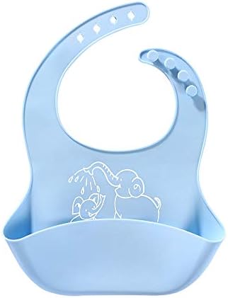 Gallity Cute Silicone Baby Bibs for Babies & Toddlers (10-72 Months) Waterproof, Soft, Easy Clean - Anti Bacterial, Anti MicrobialUnisex, Non Messy (Light blue)