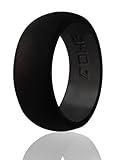 DHG Silicone Wedding Ring Band for Men 8.7mm Wide for an Active Lifestyle Sports and Activity - Made From Premium Quality Non Toxic Medical Grade Silicone (Black, 8)