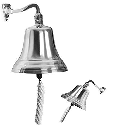 Nautical Large Ship Bell 7inch Chrome Finish Wall Mountable Bell for Pubs & Home Bars Rustic Vintage Home Decor Gifts