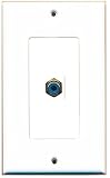 RiteAV - 1 RCA Blue for Subwoofer Audio Port Wall Plate Decorative - White