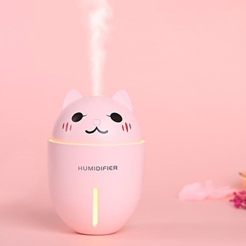 AOLODA Mini Portable Humidifier,Cool Mist Air Diffuser with USB Fan and Night Light,Adorable Pet Humidifiers for Bedroom Office Desk Travel Car (Pink)