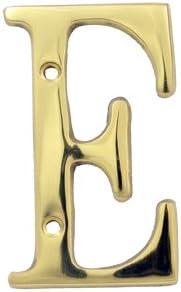 Bolton Hardware Letter 3 Inch Solid Brass Bright Brass Finish House Letter Raised 3/16", Letter E