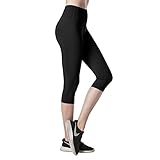 Lapasa Women's Sports Capris -SOFT WIDE WAISTBAND- Stretchy Running Yoga Pants Hidden Pocket L02