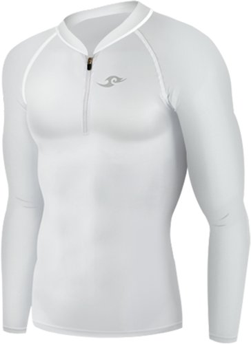New 015 White Take Five Zip Up Base Layer Mens Compression Skin Tights Top (L)