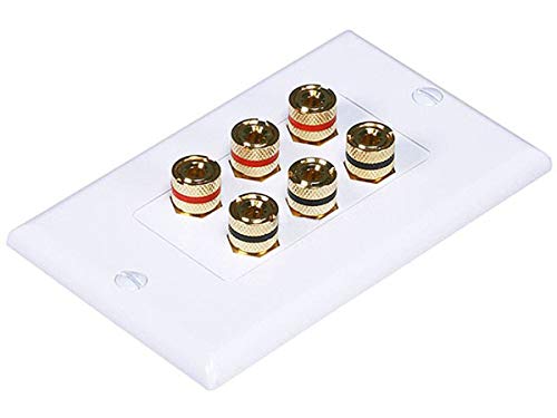 Monoprice 103538 Banana Binding Post Two-Piece Inset Wall Plate for 3 Speakers