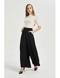 Pantalones largos para dama, cintura alta, estilo casual, pierna ancha