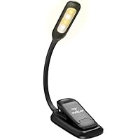 Rechargeable Book Light, TOPELEK LED Reading Light with 3-level Brightness (Cool & Warm), Flexible Easy Clip On Reading Lamp, Eye Protection , Soft Table Light for Night Reading in Bed