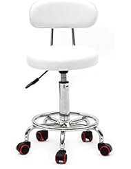 Binlin Bar Stools,Adjustable Rotating Chair with Back and LineÂ Counter Height Swivel Barstool Rolling Footrest Round Pu Leather Seat for Pub Hydraulic Kitchen Barber Shop Office Home Spa Salon,White