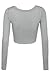 LE3NO Womens Fitted Long Sleeve Crop Top with Stretch, L3NWT1073_HEATHERGRAY, Large