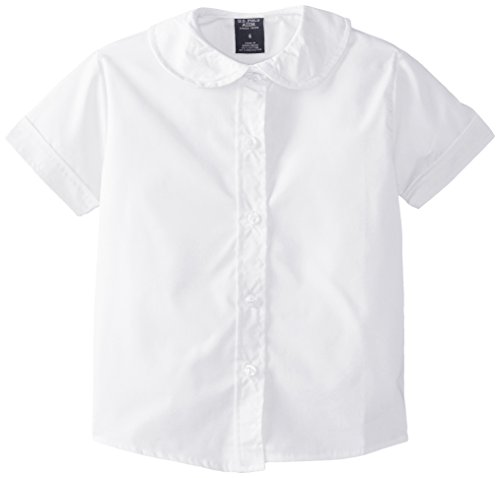 U.S. Polo Assn. Girls' Short Sleeve Broadcloth Shirt with Peter Pan Collar