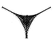 Jaxu Men's Bordered Mesh Striped Thong Underwear Black X-Large