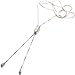 FC JORY White Gold GP Women Cubic Zirconia Crystal Y Adjustable Rope Lariat Slider Stopper Chain Necklace T14
