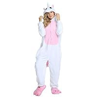 TICKOS Unisex Adult Unicorn Pajamas AHalloween Costume Animal Cosplay costumes (Medium, Pink)