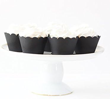 Cupcake Liners Wrappers Muffins Cupcake Holders Colorful Decorations (black)