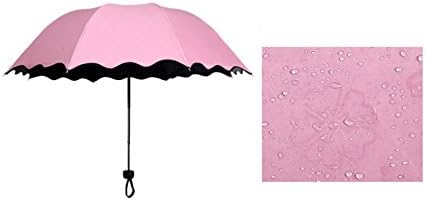 Sunny Rainy Folding Umbrella Magical Bloom Flower in Rain Water Fashion Exquisite Windproof Sunshade for Women Girl Outdoor Sports Camping Walk Travel Parasol UV Protection