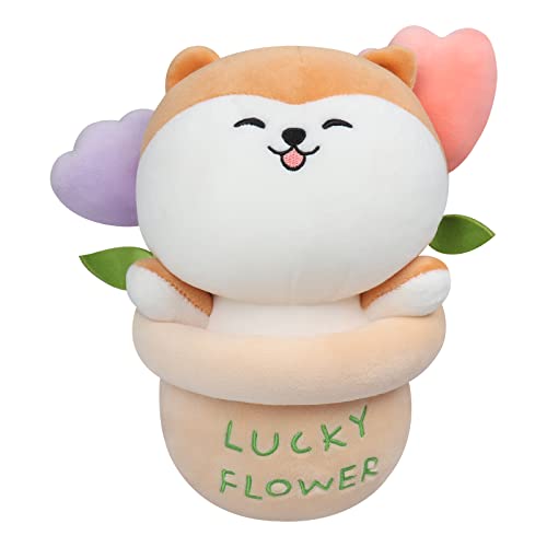 Achwishap Tulip Shiba Inu Plush Toy,9.8” Flower Pot Husky Stuffed Throw Plushie Pillow Doll,Adorable Soft Plant Plush ​for Office Kids Toy