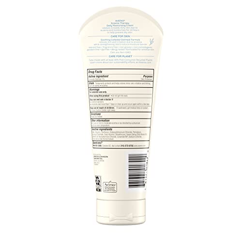 AVEENO ECZEMA THERAPY DAILY MOISTURIZING BODY CREAM FOR SENSITIVE SKIN, SOOTHING ECZEMA RELIEF CREAM, COLLOIDAL OATMEAL & CERAMIDE FOR DRY & ITCHY SKIN, STEROID- & FRAGRANCE-FREE, 7.3 OZ