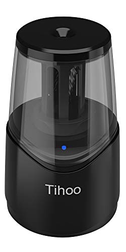 Rechargeable Electric Pencil Sharpener with Durable Helical Blade to Fast Sharpen, USB Cable Auto Stop Sharpener for No.2 & Colored 6-8mm Pencils for School Office Home (Black)
