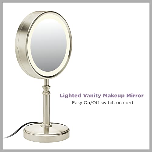 Conair Reflections DoubleSided LED Lighted Vanity Makeup Mirror, 1x