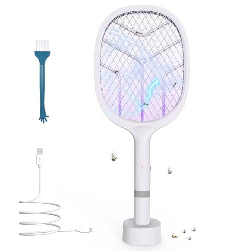 Electric Insect Racket 4800V, 2 in 1 Electric Mosquito Racket with UV Light, Rechargeable USB-C 2000mAh, Electric Fly Swatter for Home, Bedroom, Camping