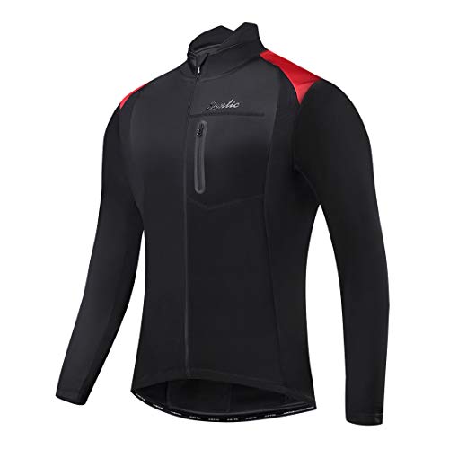 Santic Bike Winter Jacket Windproof Fleece Thermal Warm UP Cycling Bicycle Jerseys Long Sleeves Black US XL(CN 2XL)