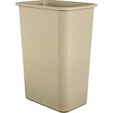 AmazonBasics 10 Gallon Plastic Commercial Trash Waste Basket, Beige, 4-Pack - WMG-00042