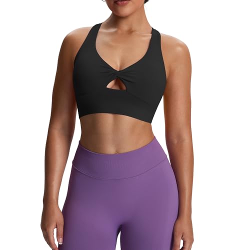 Aoxjox Women's Workout Sports Bras Twist Front Fitness Training Gym Bra Yoga Crop Lola Tank
