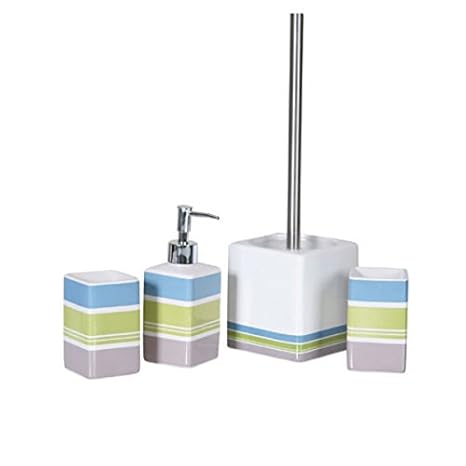 4teilig BADSET BADEZIMMER SET BAD SET SEIFENSPENDER WC BÜRSTE