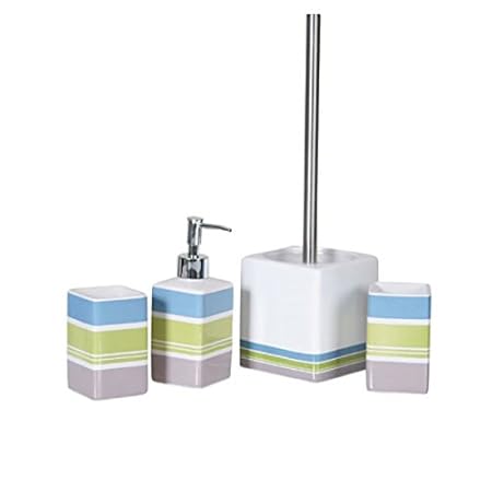 4teilig BADSET BADEZIMMER SET BAD SET SEIFENSPENDER WC BÜRSTE
