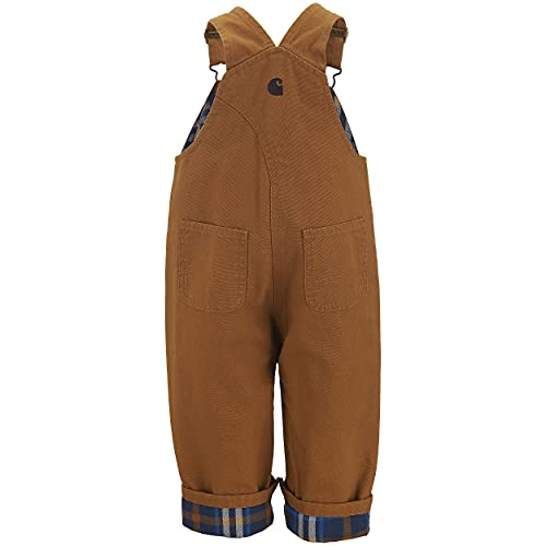Carhartt Baby Boys' Canvas Overall Flannel Lined, Brown, 6 Months