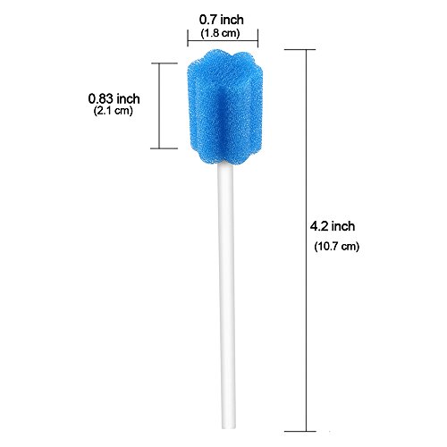 Disposable Unflavored Oral Care Sponge Swabs,Quincunx blue (50 Count)