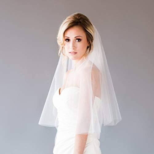 Milanco Wedding Veil with Comb Short Bridal Veil Elbow Length Bride Tulle 1 Tier Drop Veils Cut Edge Wedding Veils for Women