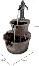 GardenKraft Rustic 2 Tier Garden Fountain Barrel Style with Built-In Pump view 9