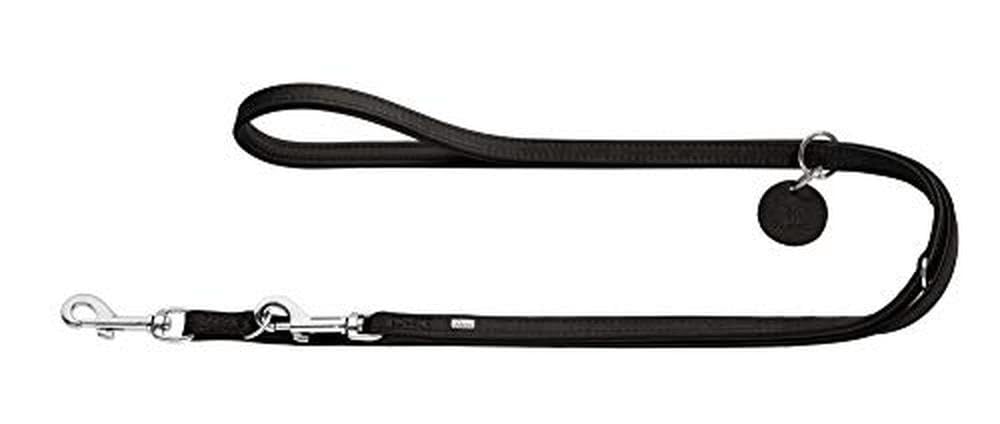 HUNTER Training leash Comfort, 20/200 Soft genuine cow leather, black/black