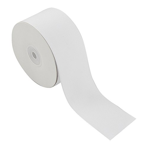VATIN 2 inch Wide Solid Grosgrain Ribbon Perfect for Making Bows by Spool (White)