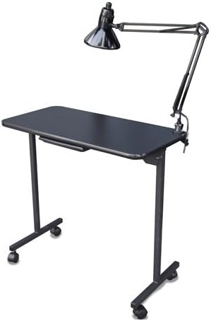 Salon Tuff (Black) ManiGo Portable Folding Manicure Table w/ Light &amp; Drawer + Free Cape Co. Apron ($20 value)