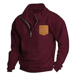 Mens Quarter Zip Pullover Vintage Fashion Long