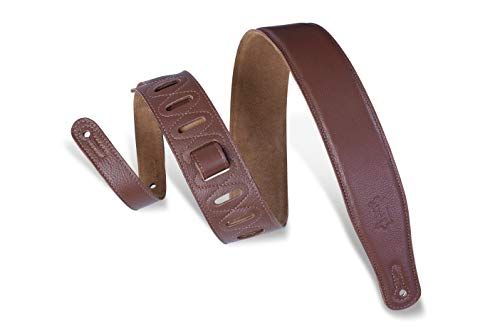 Levys Leathers M26GF-BRN - Correa para guitarra de cuero, 6,35 cm, color marron
