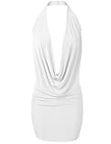 Luna Flower GDRW064 Women's Sexy Low Cut Plunge Halter Dress White Small
