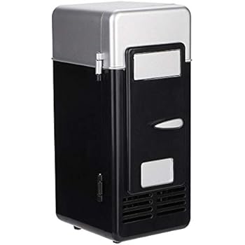 USB Refrigerator, 10W 8388195mm Mini USB Office Mini Heating and Cooling Dual-Use Portable Fridge Beverage Drink Cans Cooler Warmer(Black)