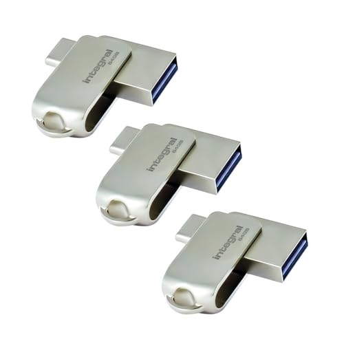 Integral 3 Pack 64GB 360-Dual USB 3.2 Gen 1 Type C and Type... en promo sur Amazon