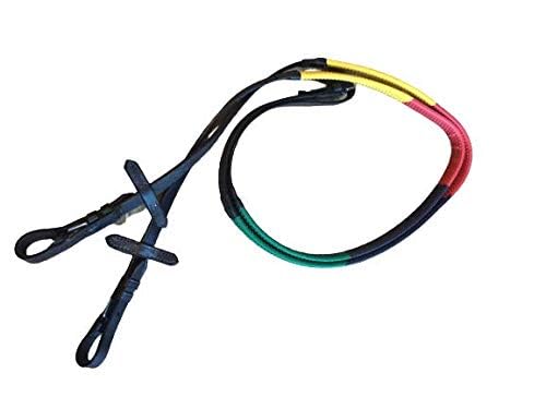 Cwell Equine MultiColour Rainbow Training Rubber Leather Reins For Horse Cob Pony Black (Full Size)