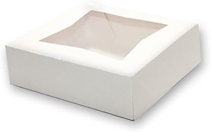 Bakery Boxes 6" x 6" x 3" White Window Auto-popup Muffin Pie Cake Cookie Container Box to go by Cianado Supply (Pack of 18)
