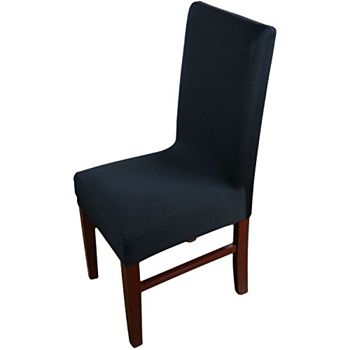 Knit Spandex Fabric Stretch Dining Room Chair Slipcovers Set of 4 Black