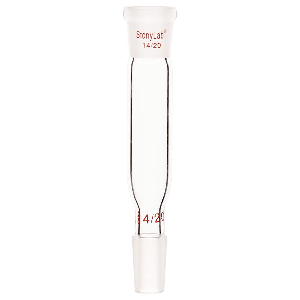 stonylab Borosilicate Glass Straight Connecting Adapter, 30 mm Between 14/20 Outer Joint and Inner Joint for Laboratory