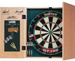 Unicorn Original Dartboard, Cabinet and Darts.