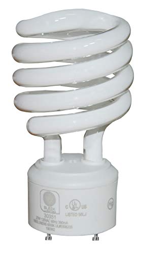 SleekLighting GU24 Base 23Watt UL Listed T2 Mini Twist Spiral Two Prong Twist CFL Light Bulb 2 Pin 6500K 1600lm - Super White Daylight 10,000Hr Life- 4pack