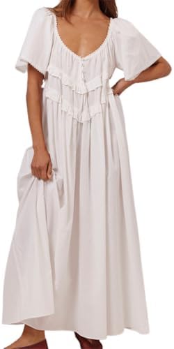 cut loose swing dress Owl's-Yard Women's Summer Casual Long Dress Elegant Short Sleeve Low Cut  Backless Solid/Plaid Loose Swing Dress (A-Colorful, S) at Amazon Women's  Clothing store