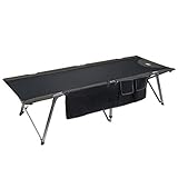 Timber Ridge Utility Folding XL Camping Cot Portable Deluxe Bed with Carry Bag, Black (Renewed)